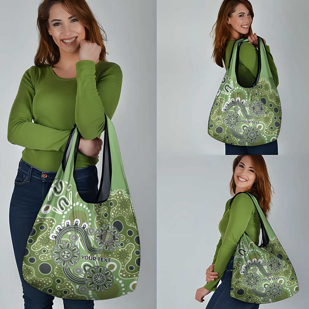 Personalised NAIDOC Week 50 Years Deadly Always Grocery Bag Green Aboriginal Artwork Dot Painting