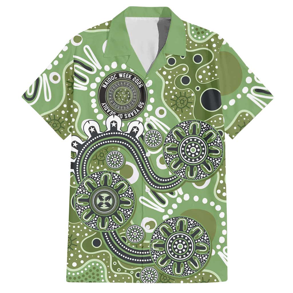 Personalised NAIDOC Week 50 Years Deadly Always Hawaiian Shirt Green Aboriginal Artwork Dot Painting