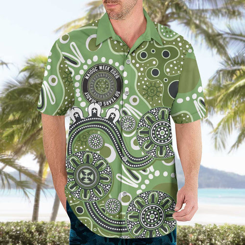 Personalised NAIDOC Week 50 Years Deadly Always Hawaiian Shirt Green Aboriginal Artwork Dot Painting