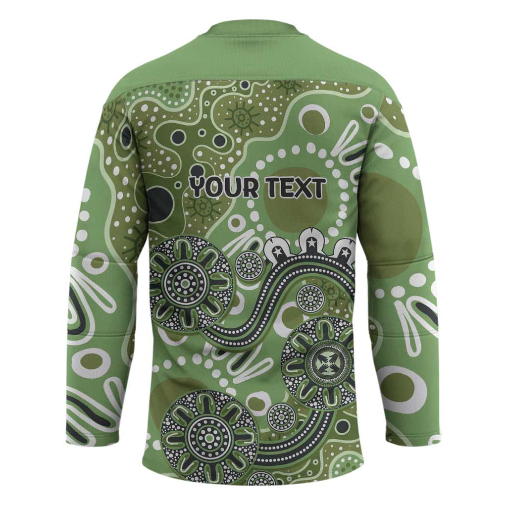 Personalised NAIDOC Week 50 Years Deadly Always Hockey Jersey Green Aboriginal Artwork Dot Painting