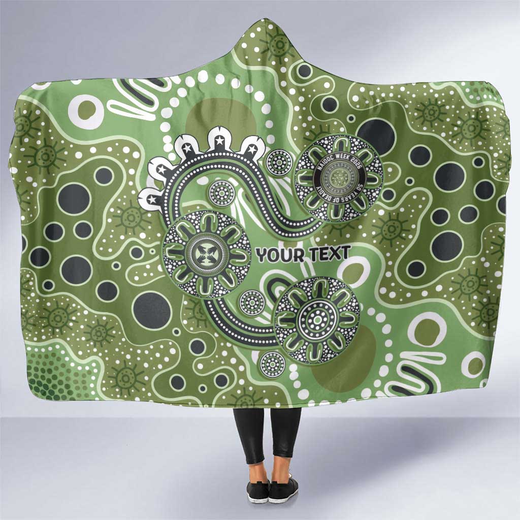 Personalised NAIDOC Week 50 Years Deadly Always Hooded Blanket Green Aboriginal Artwork Dot Painting