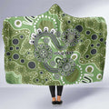Personalised NAIDOC Week 50 Years Deadly Always Hooded Blanket Green Aboriginal Artwork Dot Painting
