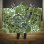 Personalised NAIDOC Week 50 Years Deadly Always Hooded Blanket Green Aboriginal Artwork Dot Painting