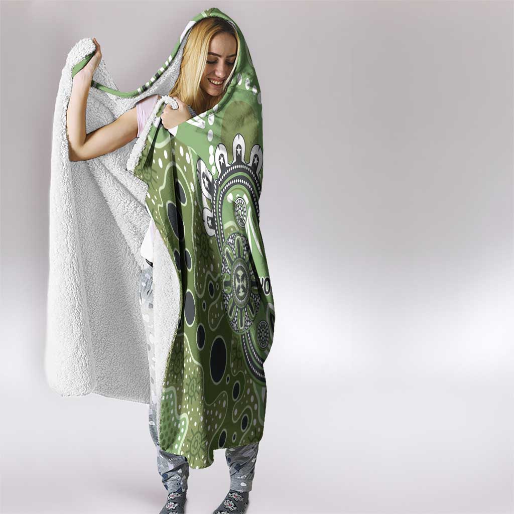 Personalised NAIDOC Week 50 Years Deadly Always Hooded Blanket Green Aboriginal Artwork Dot Painting