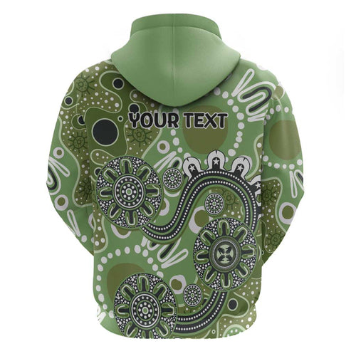 Personalised NAIDOC Week 50 Years Deadly Always Hoodie Green Aboriginal Artwork Dot Painting