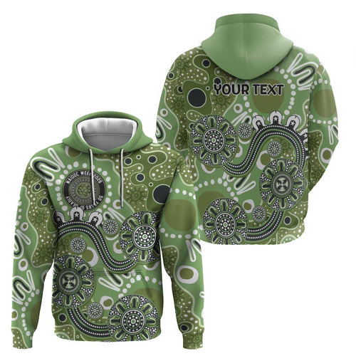 Personalised NAIDOC Week 50 Years Deadly Always Hoodie Green Aboriginal Artwork Dot Painting