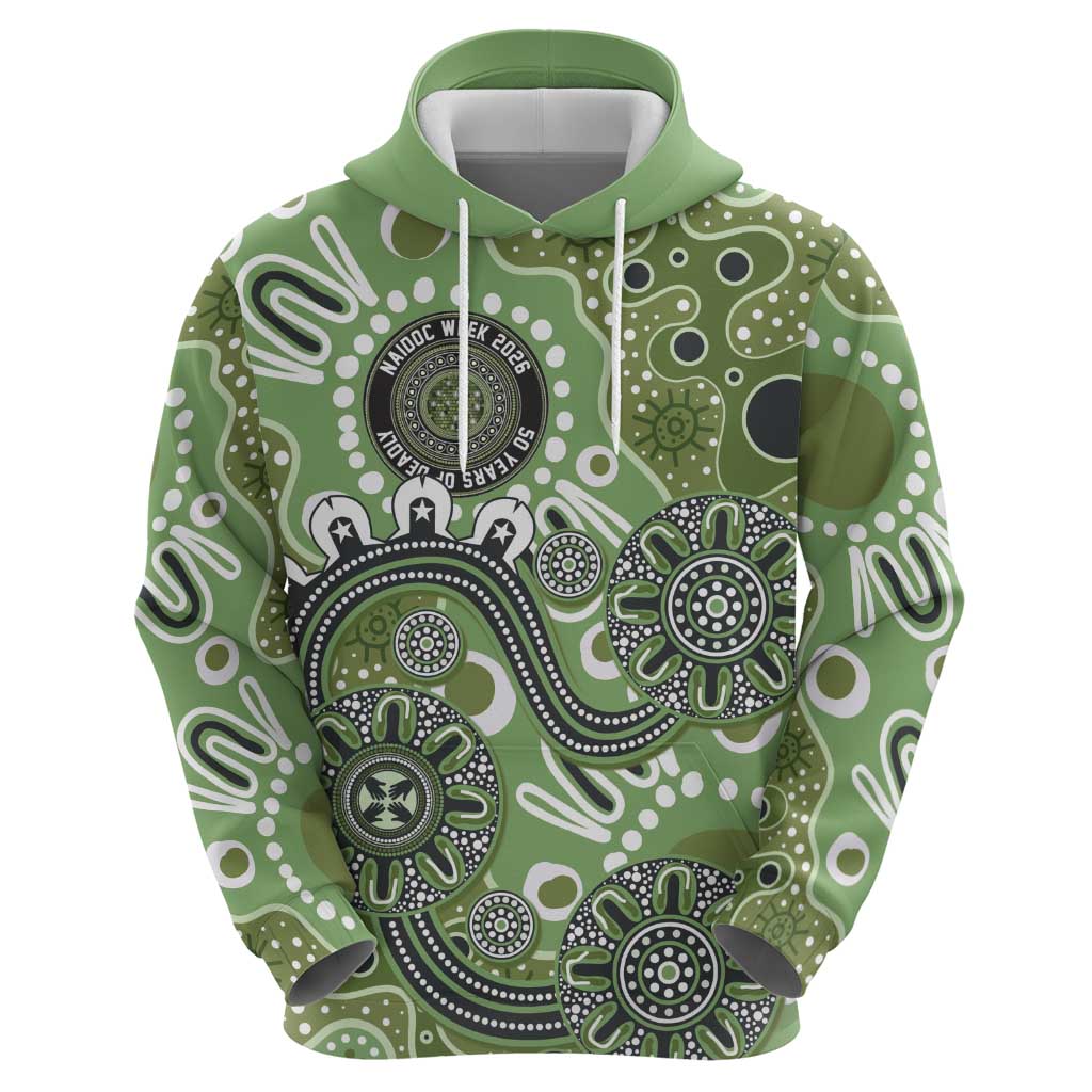 Personalised NAIDOC Week 50 Years Deadly Always Hoodie Green Aboriginal Artwork Dot Painting