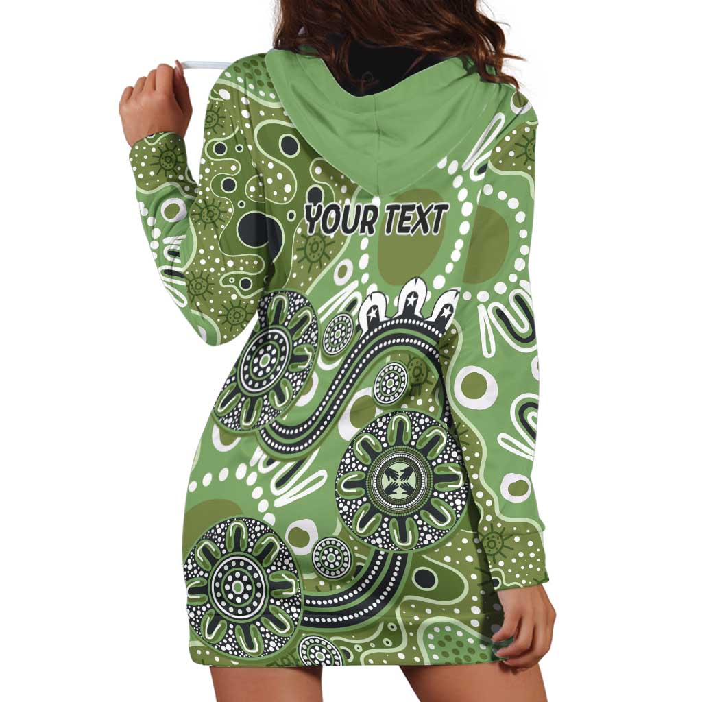 Personalised NAIDOC Week 50 Years Deadly Always Hoodie Dress Green Aboriginal Artwork Dot Painting