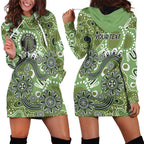 Personalised NAIDOC Week 50 Years Deadly Always Hoodie Dress Green Aboriginal Artwork Dot Painting