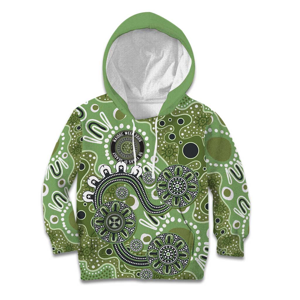 Personalised NAIDOC Week 50 Years Deadly Always Kid Hoodie Green Aboriginal Artwork Dot Painting