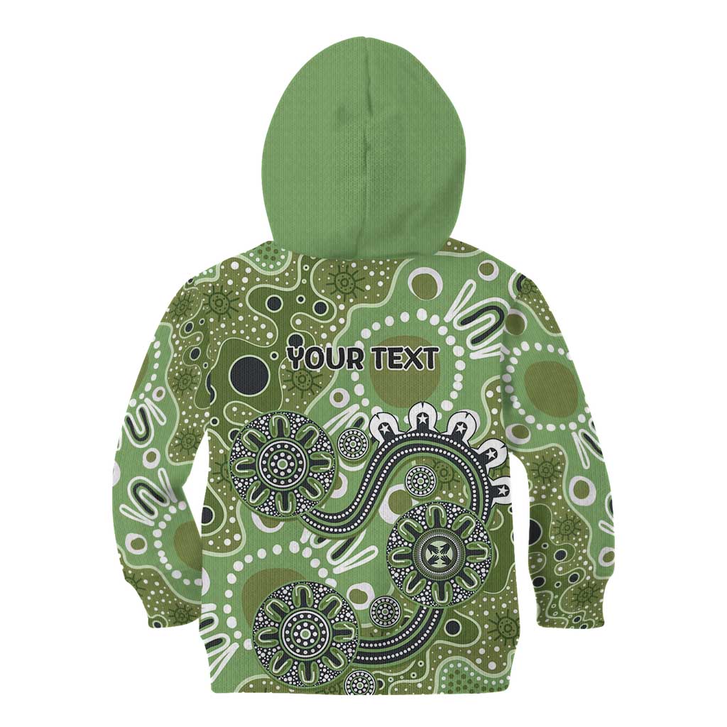 Personalised NAIDOC Week 50 Years Deadly Always Kid Hoodie Green Aboriginal Artwork Dot Painting