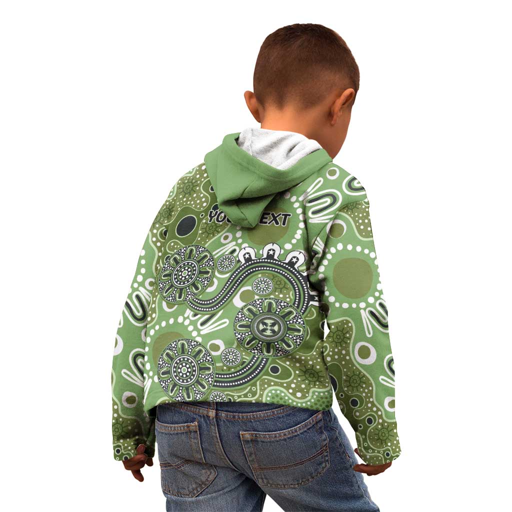 Personalised NAIDOC Week 50 Years Deadly Always Kid Hoodie Green Aboriginal Artwork Dot Painting