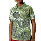 Personalised NAIDOC Week 50 Years Deadly Always Kid Polo Shirt Green Aboriginal Artwork Dot Painting