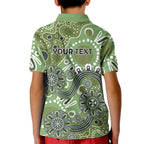 Personalised NAIDOC Week 50 Years Deadly Always Kid Polo Shirt Green Aboriginal Artwork Dot Painting