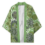 Personalised NAIDOC Week 50 Years Deadly Always Kimono Green Aboriginal Artwork Dot Painting