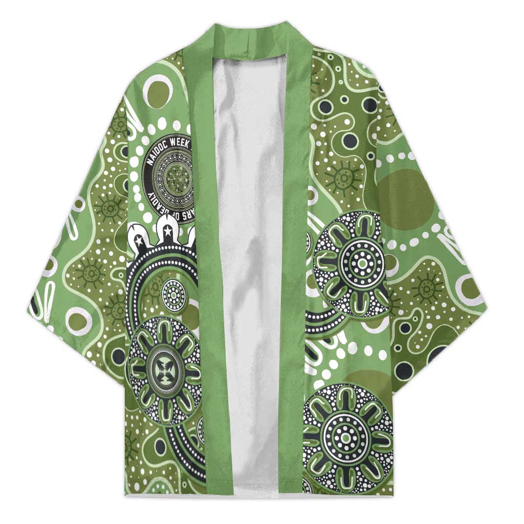 Personalised NAIDOC Week 50 Years Deadly Always Kimono Green Aboriginal Artwork Dot Painting