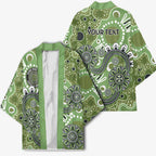 Personalised NAIDOC Week 50 Years Deadly Always Kimono Green Aboriginal Artwork Dot Painting