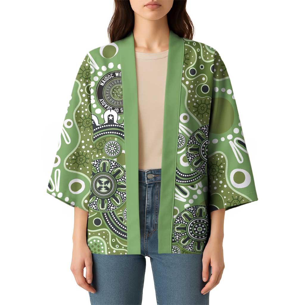 Personalised NAIDOC Week 50 Years Deadly Always Kimono Green Aboriginal Artwork Dot Painting