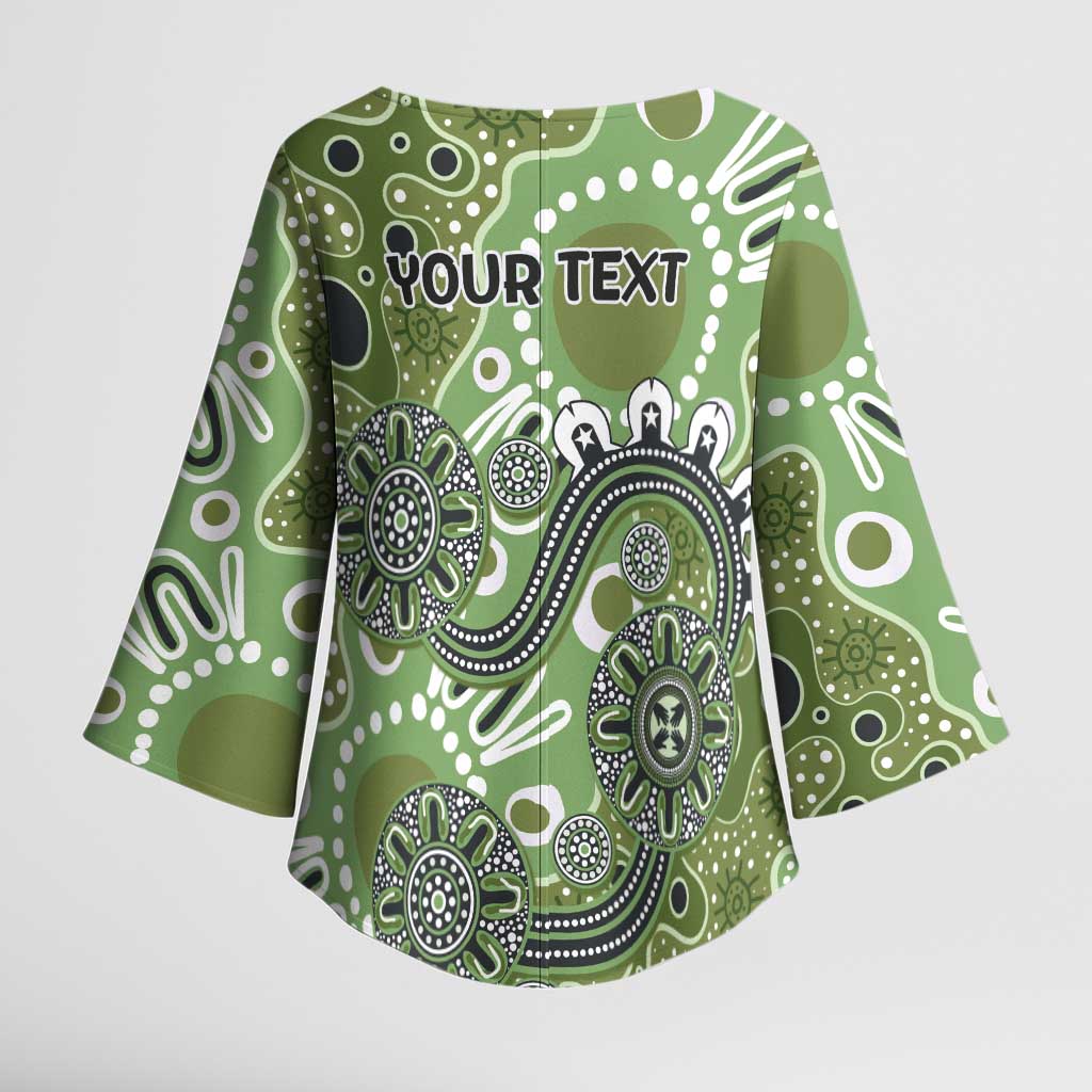 Personalised NAIDOC Week 50 Years Deadly Always Kimono Sleeve Blouse Green Aboriginal Artwork Dot Painting
