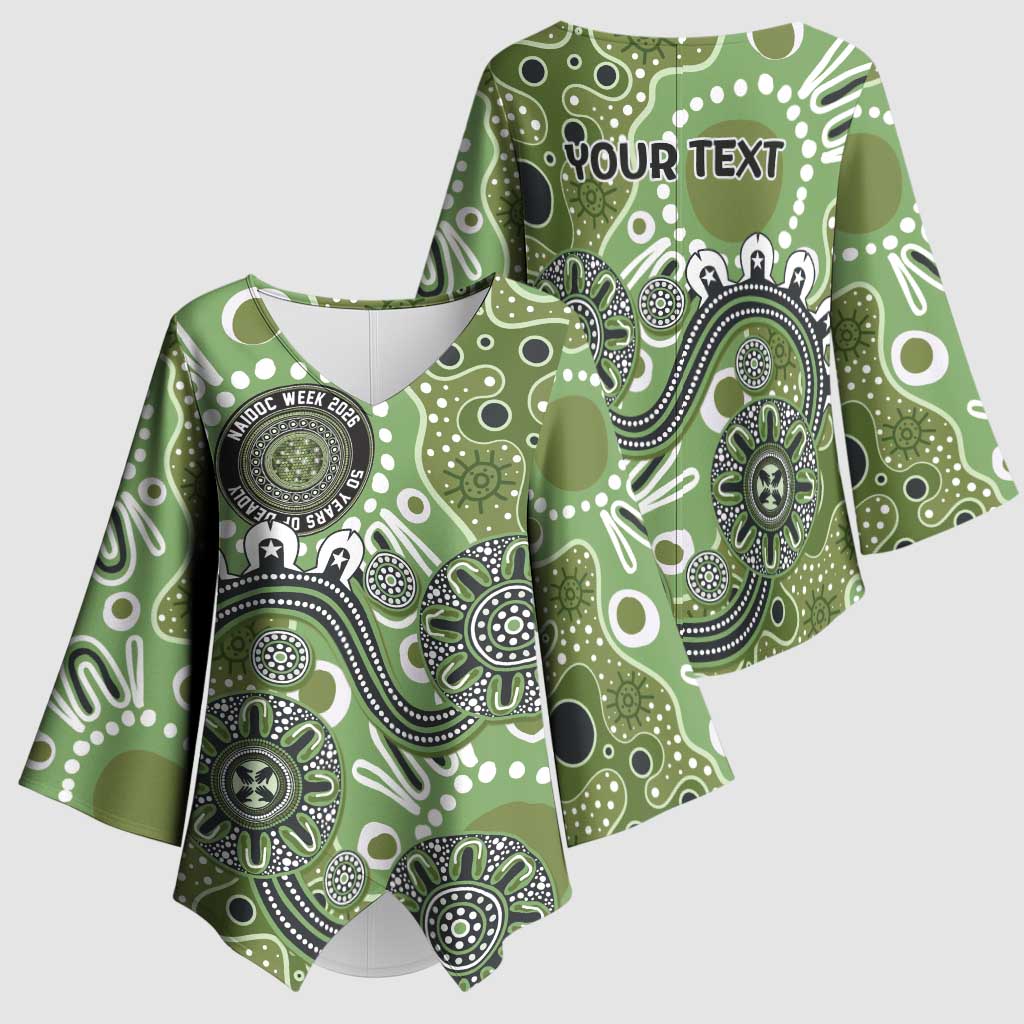 Personalised NAIDOC Week 50 Years Deadly Always Kimono Sleeve Blouse Green Aboriginal Artwork Dot Painting