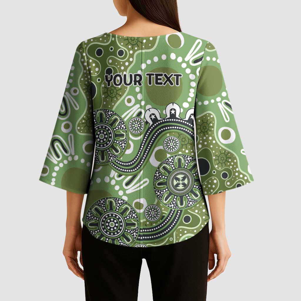 Personalised NAIDOC Week 50 Years Deadly Always Kimono Sleeve Blouse Green Aboriginal Artwork Dot Painting