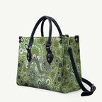 Personalised NAIDOC Week 50 Years Deadly Always Leather Bag Green Aboriginal Artwork Dot Painting