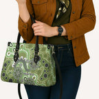 Personalised NAIDOC Week 50 Years Deadly Always Leather Bag Green Aboriginal Artwork Dot Painting