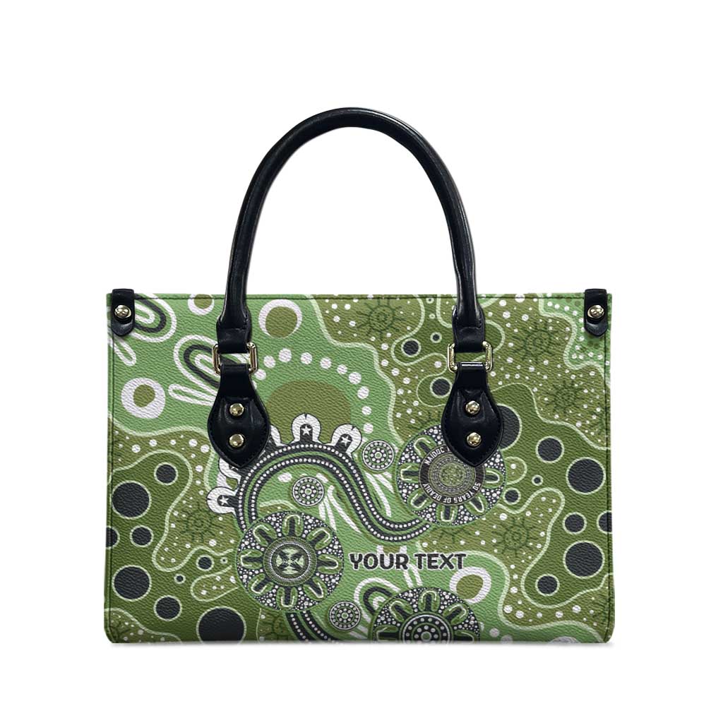 Personalised NAIDOC Week 50 Years Deadly Always Leather Bag Green Aboriginal Artwork Dot Painting