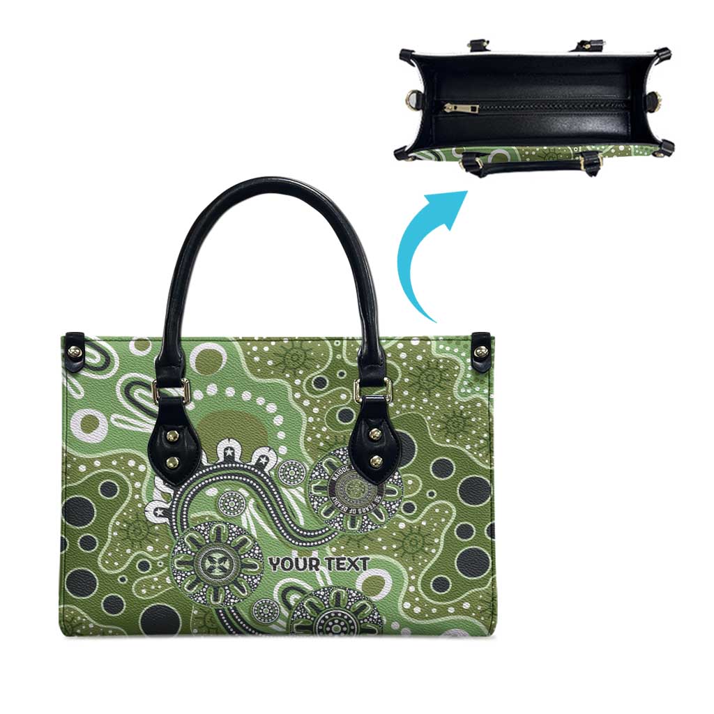 Personalised NAIDOC Week 50 Years Deadly Always Leather Bag Green Aboriginal Artwork Dot Painting