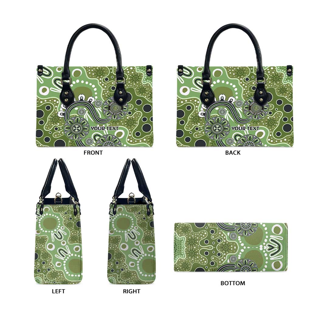 Personalised NAIDOC Week 50 Years Deadly Always Leather Bag Green Aboriginal Artwork Dot Painting
