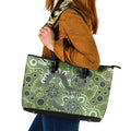 Personalised NAIDOC Week 50 Years Deadly Always Leather Tote Bag Green Aboriginal Artwork Dot Painting
