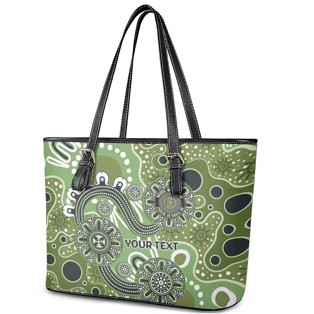 Personalised NAIDOC Week 50 Years Deadly Always Leather Tote Bag Green Aboriginal Artwork Dot Painting