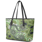 Personalised NAIDOC Week 50 Years Deadly Always Leather Tote Bag Green Aboriginal Artwork Dot Painting
