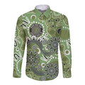 Personalised NAIDOC Week 50 Years Deadly Always Long Sleeve Button Shirt Green Aboriginal Artwork Dot Painting
