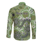 Personalised NAIDOC Week 50 Years Deadly Always Long Sleeve Button Shirt Green Aboriginal Artwork Dot Painting