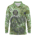 Personalised NAIDOC Week 50 Years Deadly Always Long Sleeve Polo Shirt Green Aboriginal Artwork Dot Painting
