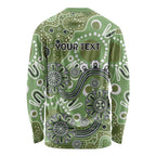 Personalised NAIDOC Week 50 Years Deadly Always Long Sleeve Shirt Green Aboriginal Artwork Dot Painting
