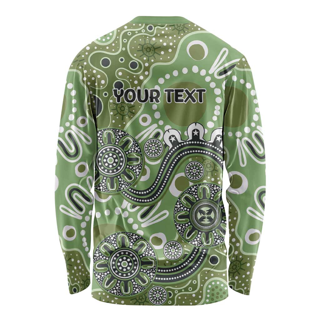 Personalised NAIDOC Week 50 Years Deadly Always Long Sleeve Shirt Green Aboriginal Artwork Dot Painting