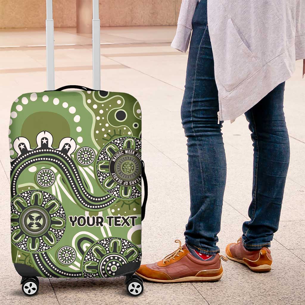 Personalised NAIDOC Week 50 Years Deadly Always Luggage Cover Green Aboriginal Artwork Dot Painting