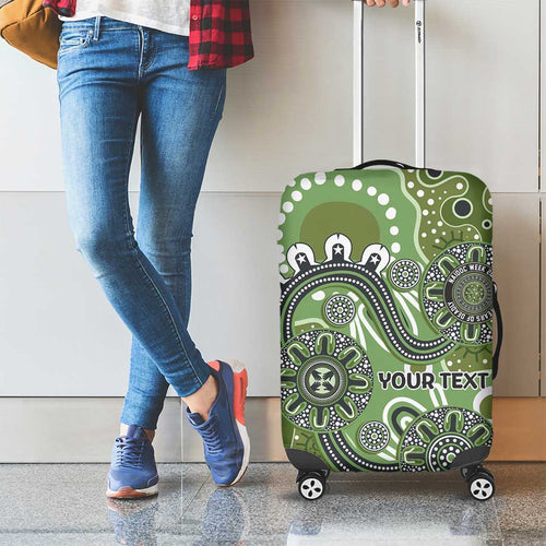 Personalised NAIDOC Week 50 Years Deadly Always Luggage Cover Green Aboriginal Artwork Dot Painting