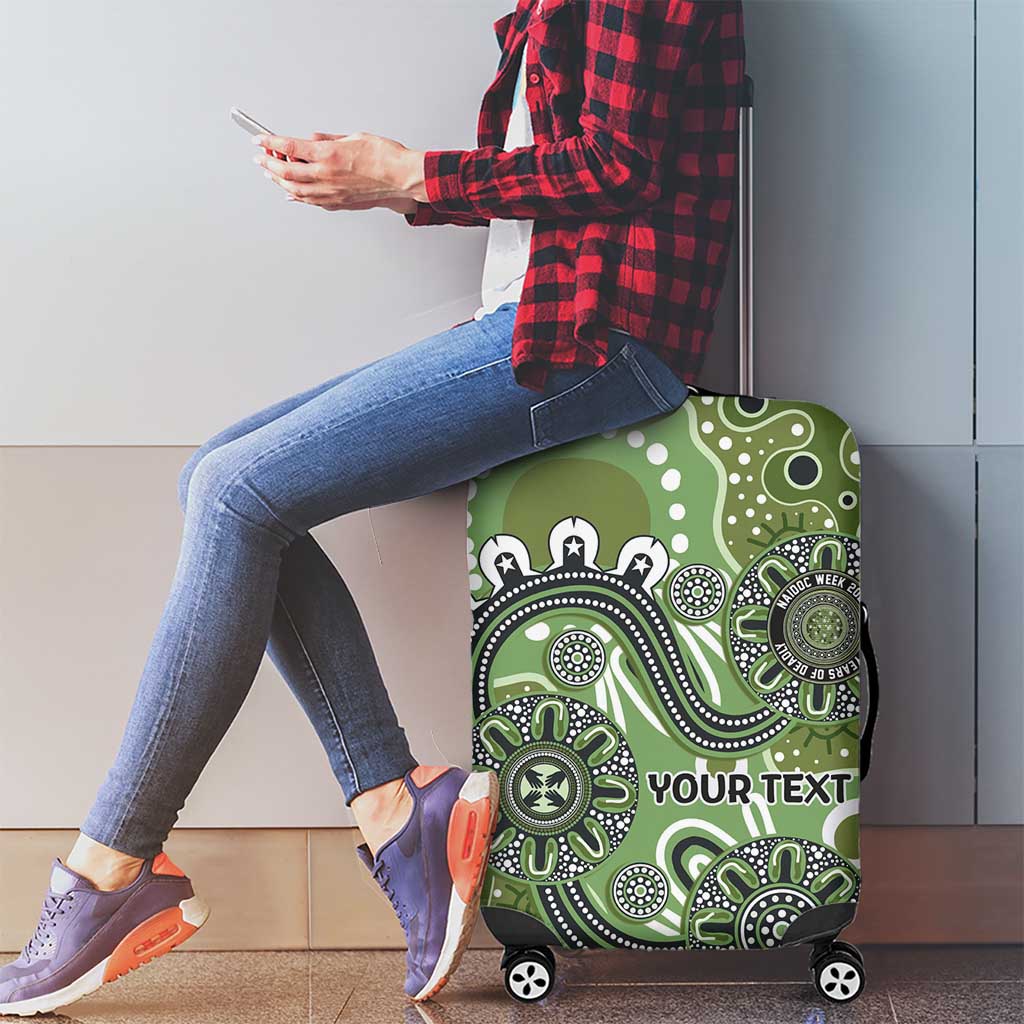 Personalised NAIDOC Week 50 Years Deadly Always Luggage Cover Green Aboriginal Artwork Dot Painting