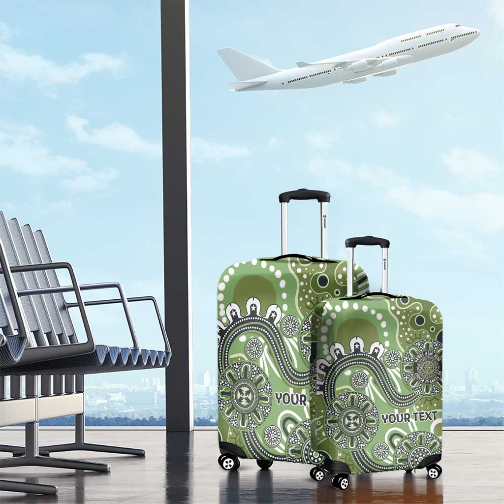 Personalised NAIDOC Week 50 Years Deadly Always Luggage Cover Green Aboriginal Artwork Dot Painting