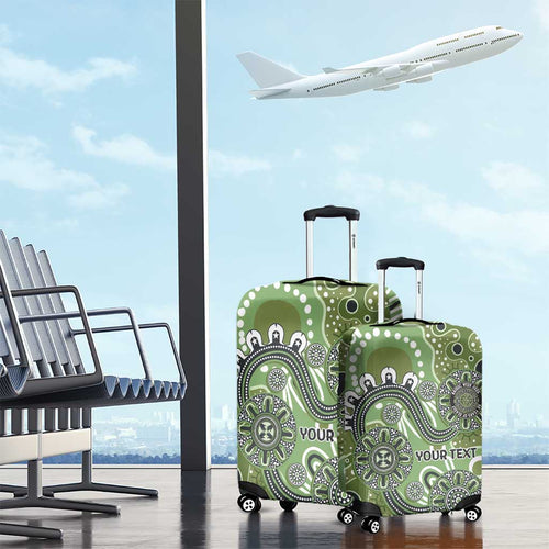 Personalised NAIDOC Week 50 Years Deadly Always Luggage Cover Green Aboriginal Artwork Dot Painting