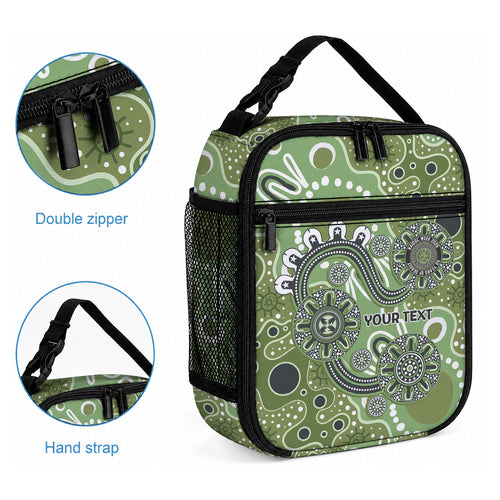 Personalised NAIDOC Week 50 Years Deadly Always Lunch Bag Green Aboriginal Artwork Dot Painting