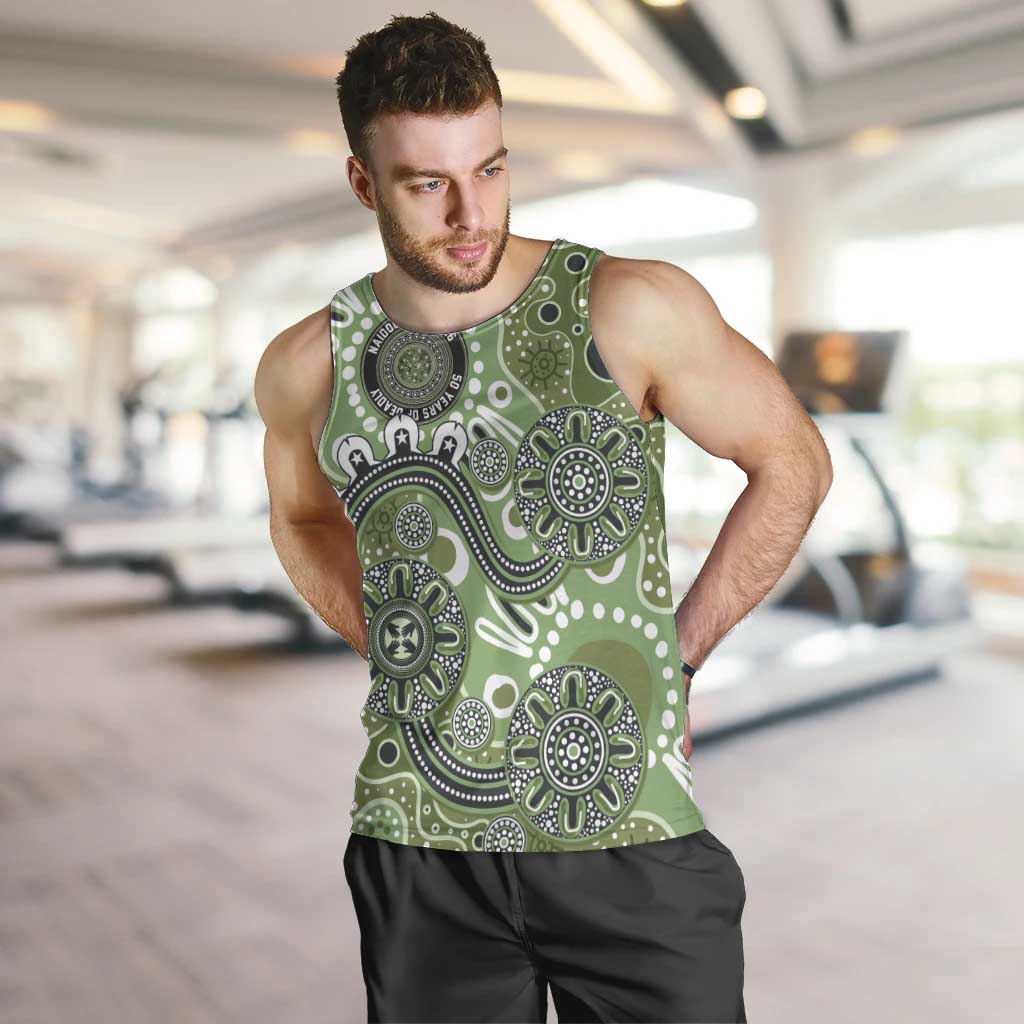 Personalised NAIDOC Week 50 Years Deadly Always Men Tank Top Green Aboriginal Artwork Dot Painting