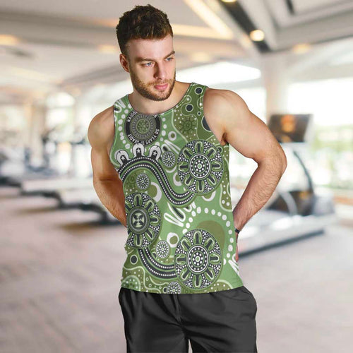 Personalised NAIDOC Week 50 Years Deadly Always Men Tank Top Green Aboriginal Artwork Dot Painting