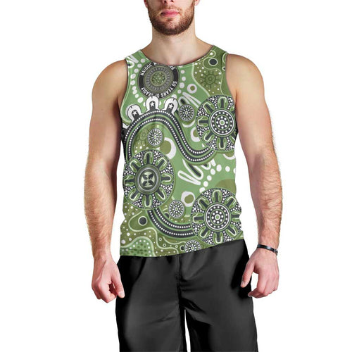 Personalised NAIDOC Week 50 Years Deadly Always Men Tank Top Green Aboriginal Artwork Dot Painting