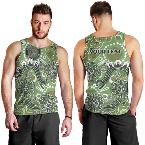 Personalised NAIDOC Week 50 Years Deadly Always Men Tank Top Green Aboriginal Artwork Dot Painting
