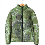 Personalised NAIDOC Week 50 Years Deadly Always Padded Jacket Green Aboriginal Artwork Dot Painting
