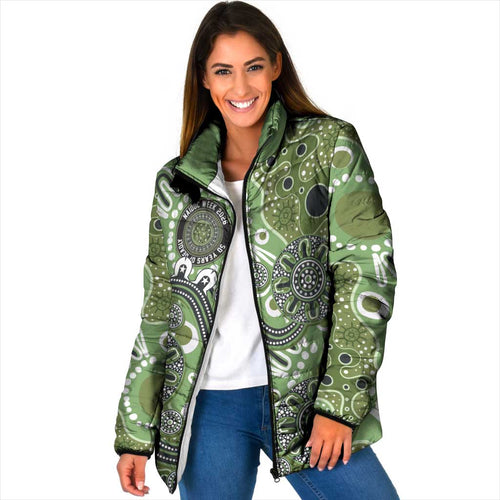 Personalised NAIDOC Week 50 Years Deadly Always Padded Jacket Green Aboriginal Artwork Dot Painting